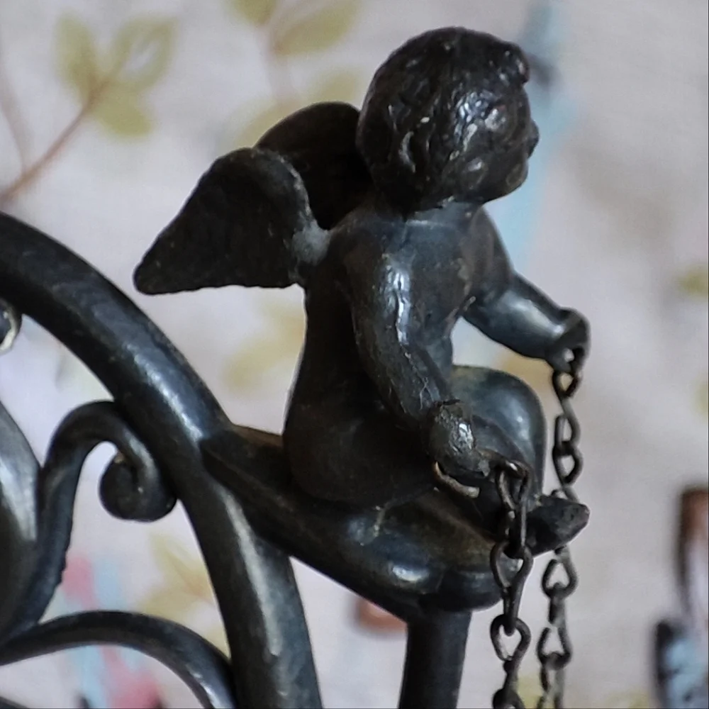Victorian Cherub Wine Bottle Holder  Vintage Home Decor Vase Conversation Piece